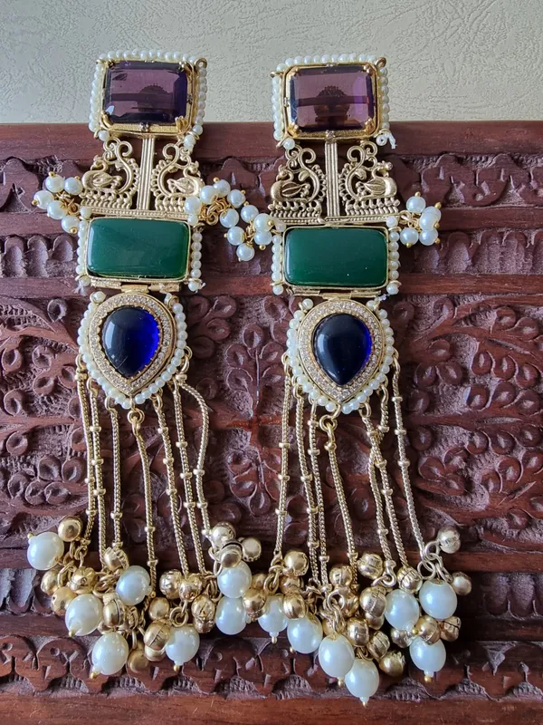 RAJUL_GREEN_PURPLE__KASHMIRI_GHOONGRNOO_EARRINGS
