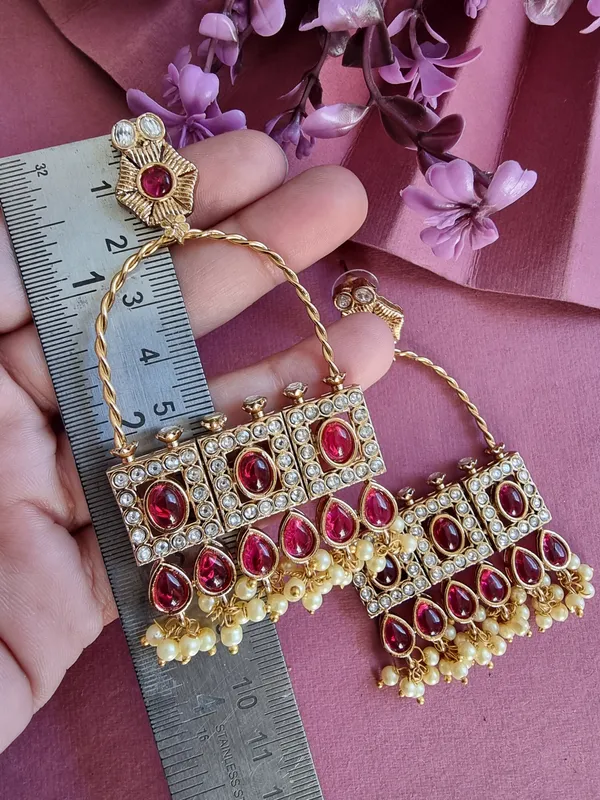 AASHINI_LONG_GOLD_PLATED_KEMP_STONE_EARRINGS_FOR_WOMEN