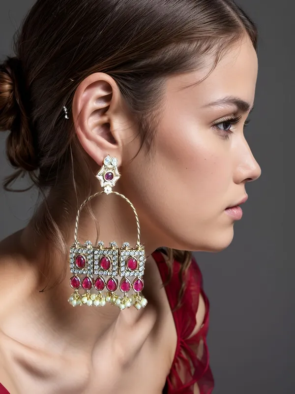 AASHINI_LONG_GOLD_PLATED_KEMP_STONE_EARRINGS_FOR_WOMEN