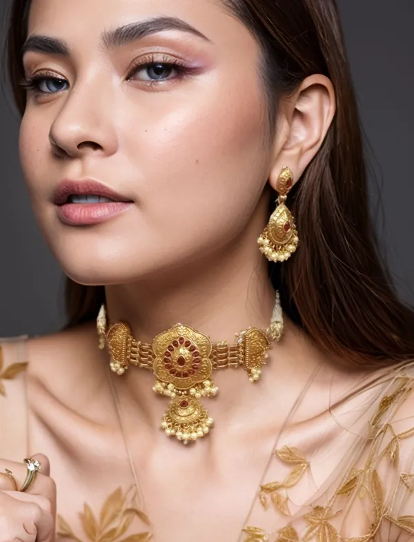 DEVDETI_GOLD_PLATED_RUBY_CHOKER_SET_FOR_WOMEN