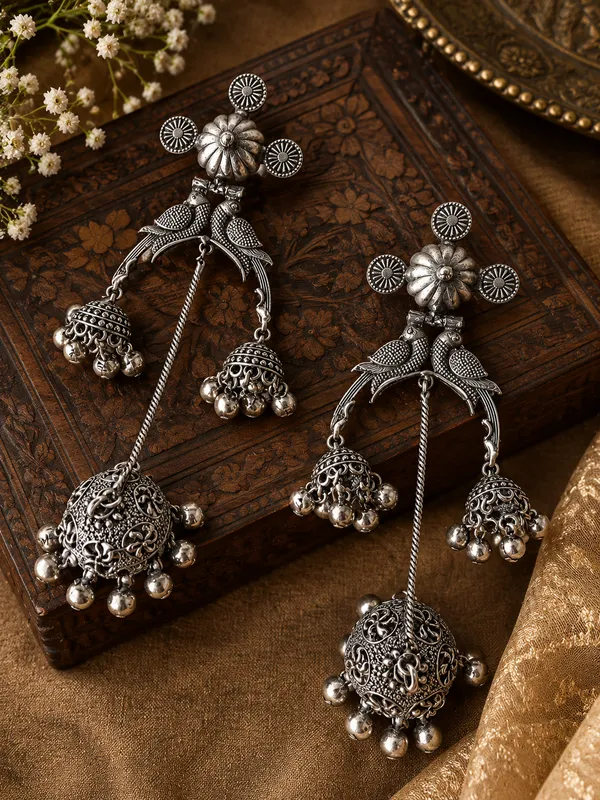 CHIRAIYA_OXIDIZED_BRASS_LIGHT_WEIGHT_LONG_KASHMIRI_EARRINGS_