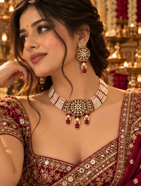 SARASWATI_PEARL_KUNDAN__NECKLACE_WITH_EARRINGS