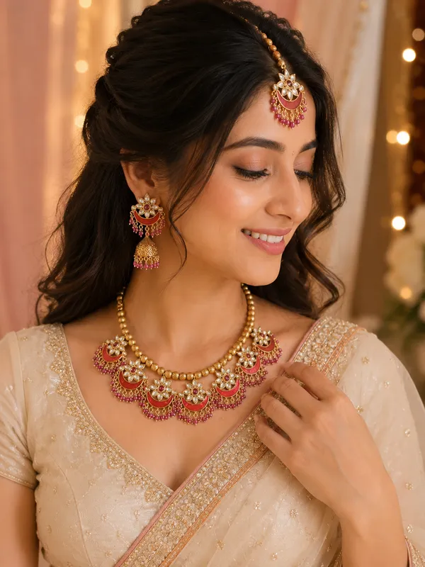 DAGINE_KUNDAN_MEENA_NECKLACE_WITH_MANGTIKA_AND_EARRINGS