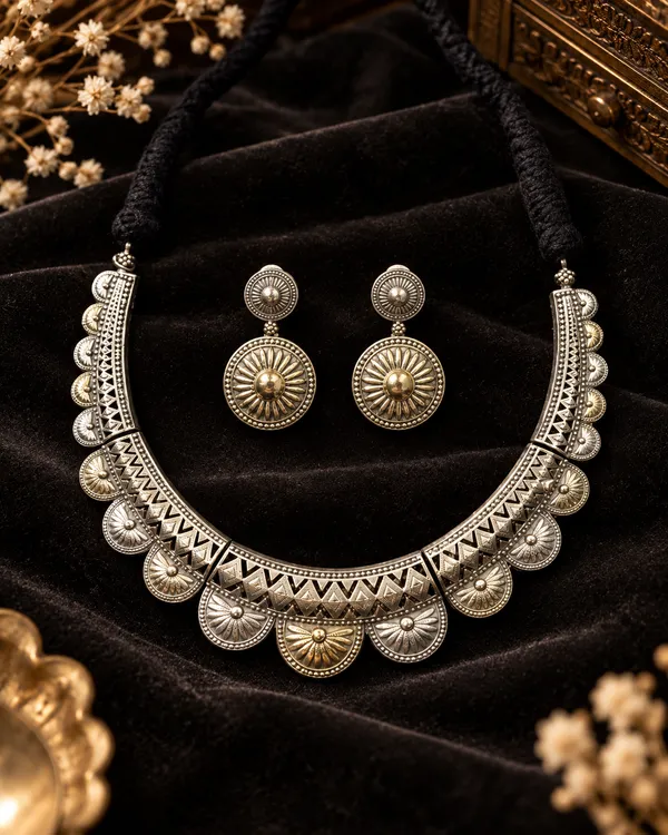 Dhriti_Oxidised_Silver_Tribal_Fusion_Necklace_Set_with_Earrings_for_Women