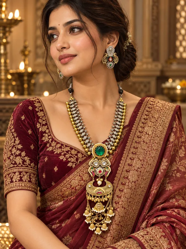 NOOH_FUSION_STATEMENT_BRASS_DOUBLET_NECKLACE_WITH_EARRINGS