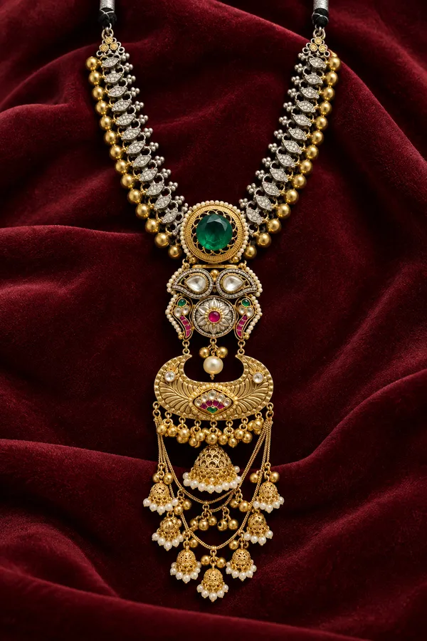 NOOH_FUSION_STATEMENT_BRASS_DOUBLET_NECKLACE_WITH_EARRINGS