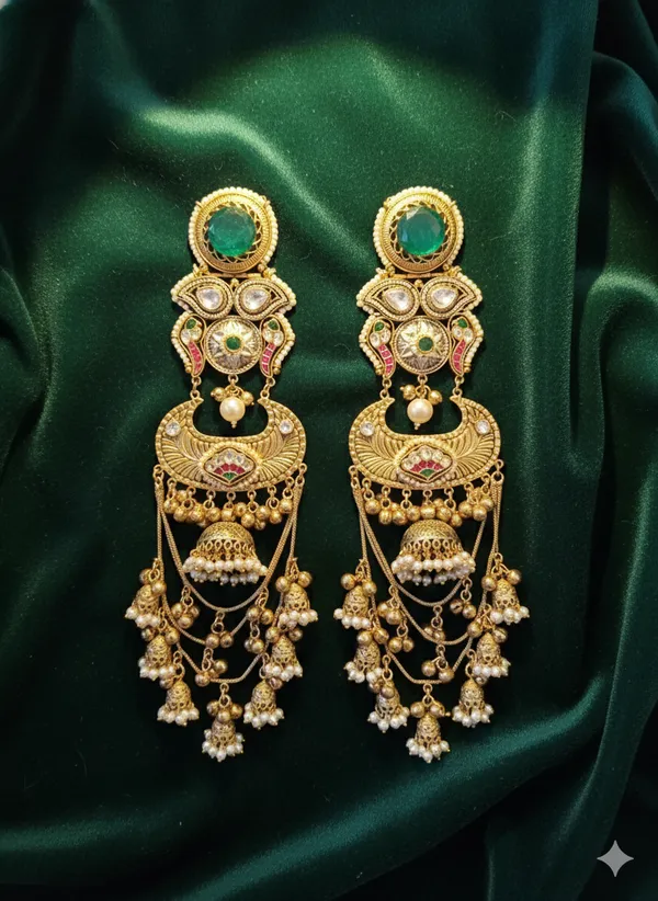 RASIYA__GREEN_DOUBLET_STATEMENT_KASHMIRI_EARRINGS_FOR_WOMEN