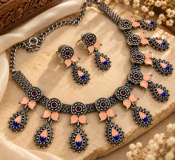 KASHISH_ORANGE_MEENAKARI_NECKLACE_SET_FOR_WOMEN