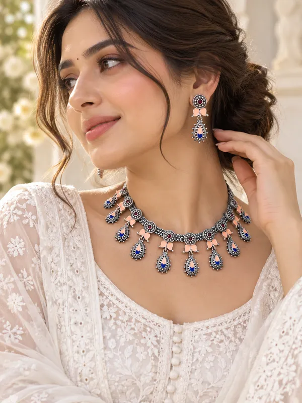 KASHISH_ORANGE_MEENAKARI_NECKLACE_SET_FOR_WOMEN