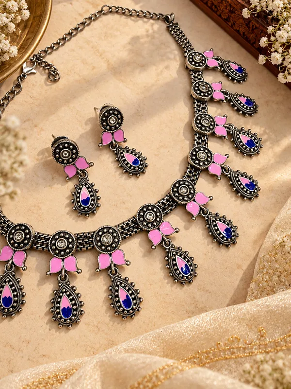 KASHISH_PINK_MEENAKARI_NECKLACE_SET_FOR_WOMEN