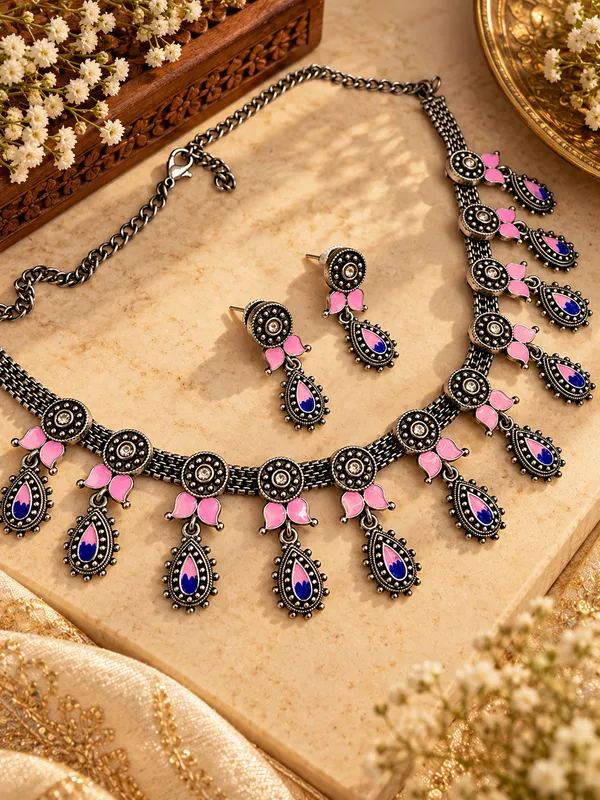 KASHISH_PINK_MEENAKARI_NECKLACE_SET_FOR_WOMEN