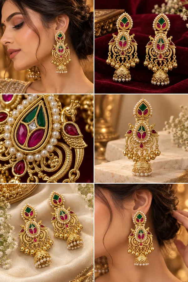 Kashvi_Kundan_Green_Ruby_Statement_Jhumka_Earrings_for_Women