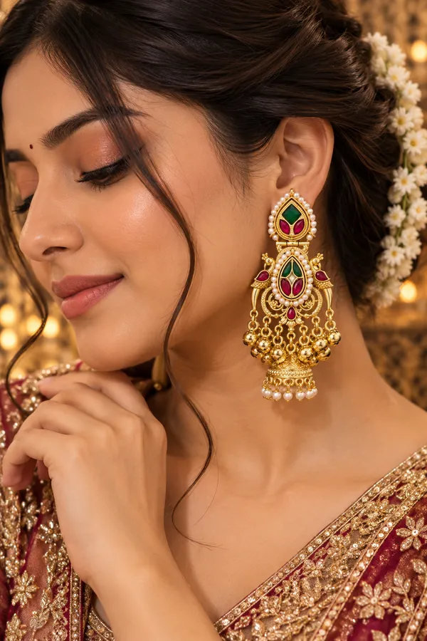 Kashvi_Kundan_Green_Ruby_Statement_Jhumka_Earrings_for_Women