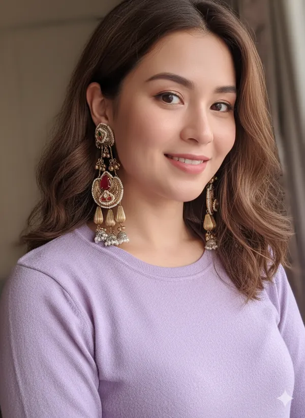 LADLI_RED__DOUBLET_LONG_KASHMIRI_EARRINGS_FOR_WOMEN