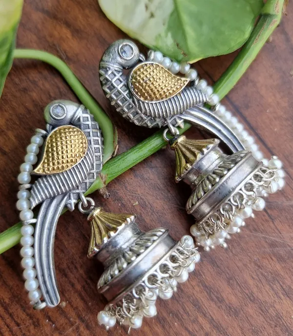 Ruhi_Bird_92.5_Silver_Plated_Jhumka