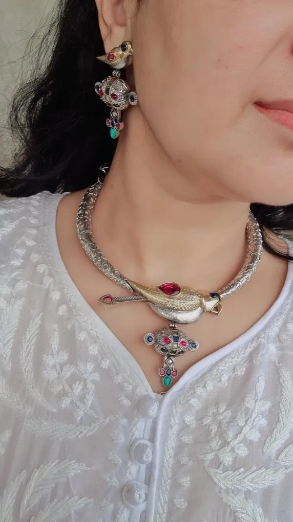MAINA_DUALTONE_NECKLACE_SET_WITH_EARRINGS_FOR_WOMEN