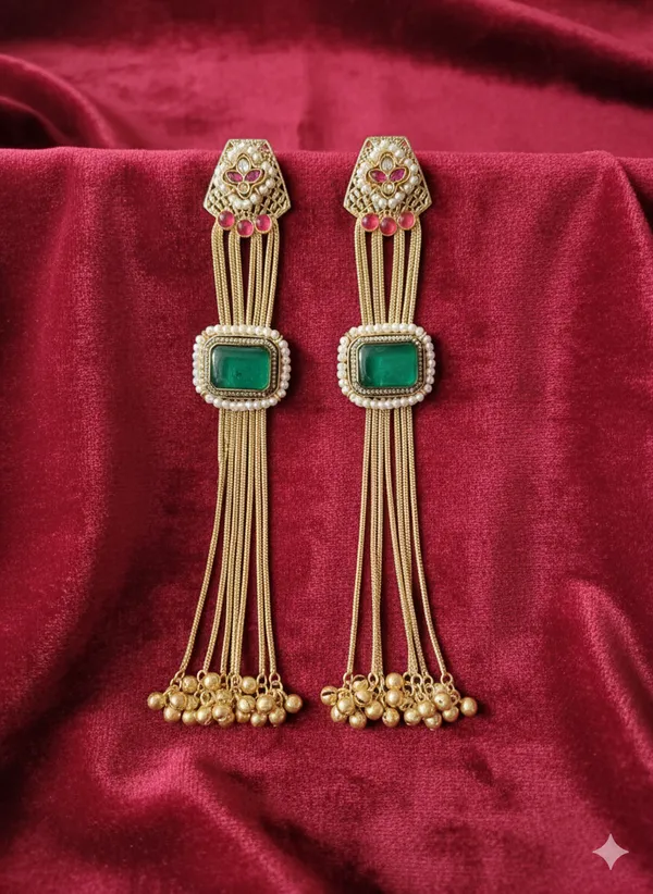 MARYA_LONG_GOLDPLATED_GREEN_DOUBLET_EARRINGS_FOR_WOMEN