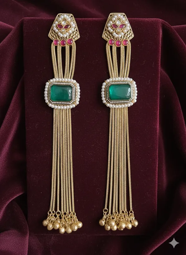 MARYA_LONG_GOLDPLATED_GREEN_DOUBLET_EARRINGS_FOR_WOMEN