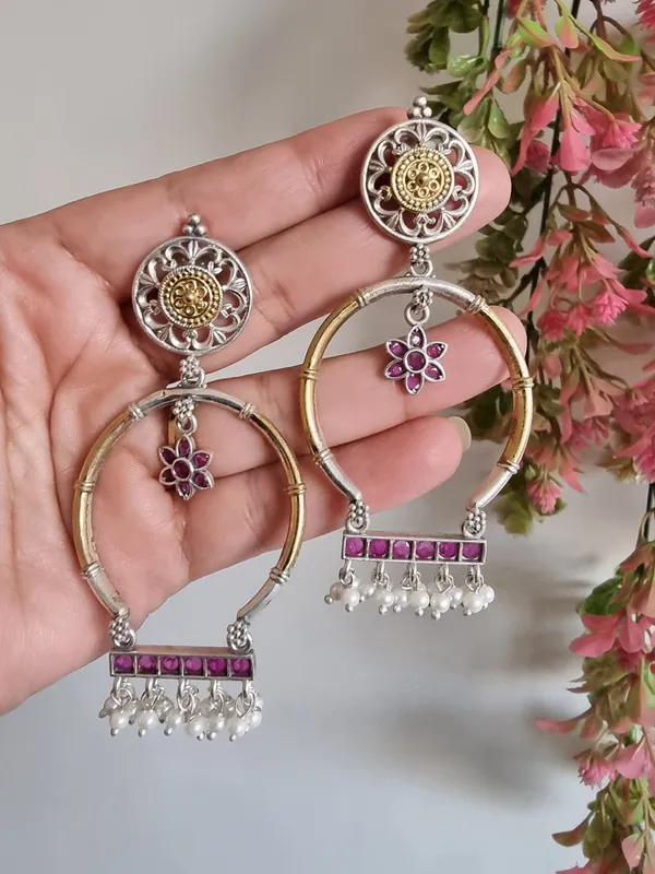 MAYA_DUALTONE_BRASS_CHANDBALI_EARRINGS_FOR_WOMEN