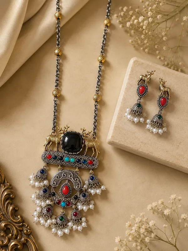MIYA_OXIDIZED_BRASS_PENDENT_SET_FOR_WOMEN