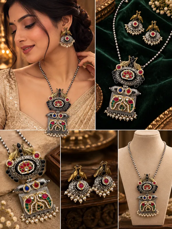 Mayura_Multicolour_Peacock_Statement_Necklace_Set_with_Earrings_for_Women
