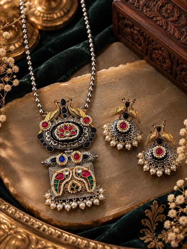 Mayura_Multicolour_Peacock_Statement_Necklace_Set_with_Earrings_for_Women