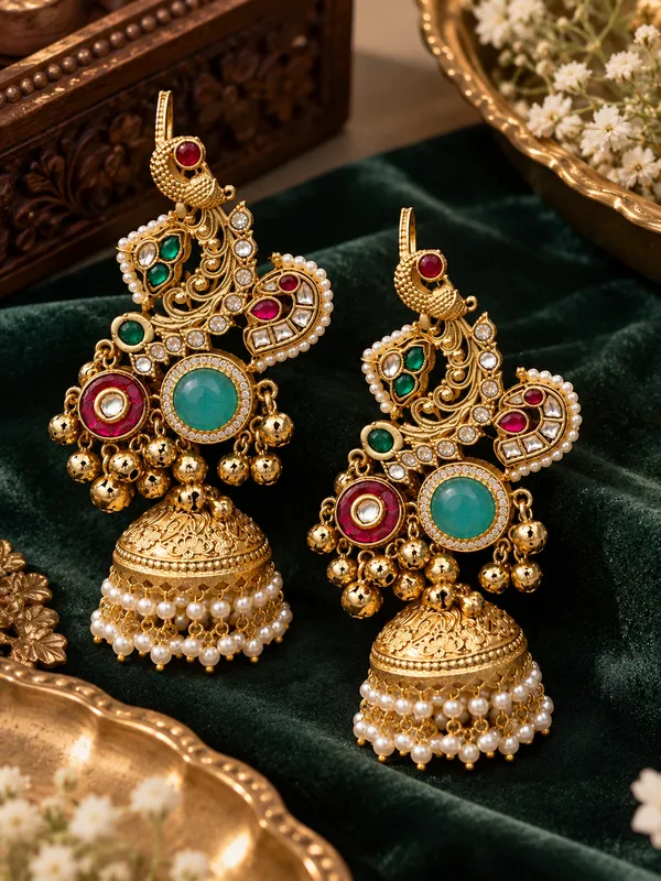 Mayuri_Multicolour_Kundan_Peacock_Jhumka_Earrings_for_Women