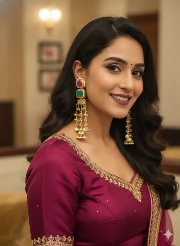 NAZAKAT_LONG_MINT,RUBY_KASHMIRI_GHOONGROO_EARRING__FOR_WOMEN