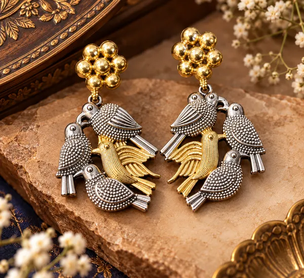 PAKSHI_DUALTONE_BIRD_MOTIF_NECKLACE_SET_WITH_EARRINGS_FOR_WOMEN