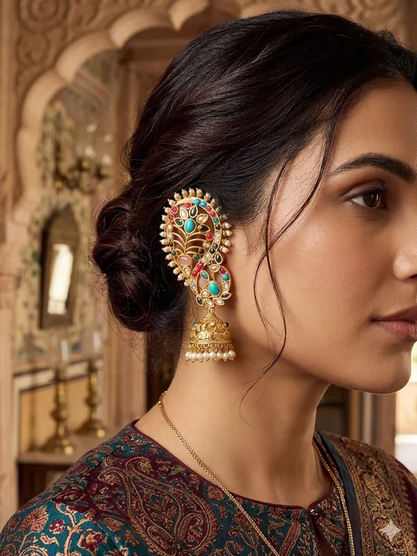 PANKH__GOLD_PLATED___NAVRATAN__BRASS_EARCUFF_PAIR_FOR_WOMEN