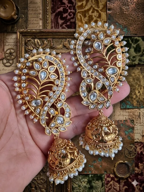 PANKH__GOLD_PLATED___KUNDAN__BRASS_EARCUFF_PAIR_FOR_WOMEN
