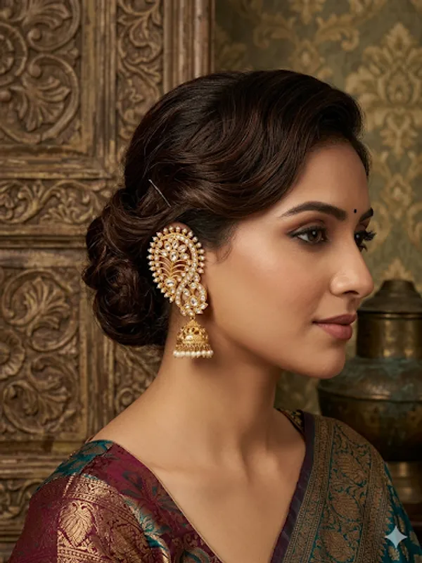 PANKH__GOLD_PLATED___KUNDAN__BRASS_EARCUFF_PAIR_FOR_WOMEN