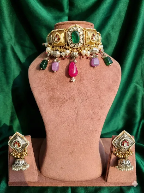 PARI_GREEN_DOUBLET_KASHMIRI__GOLD_PLATEDCHOKER_IN_PREMIUM_QUALITY