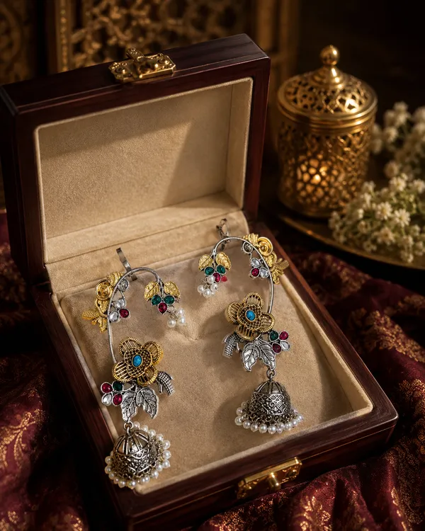 PHOOL_E_BAHAAR_DUALTONE_BRASS_EARCUFF_FOR_WOMEN