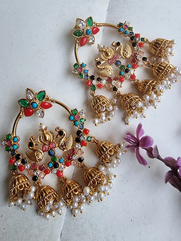 PIYA_GOLD_PLATED_NAVRATAN_CHANDBALI_EARRINGS_FOR_WOMEN