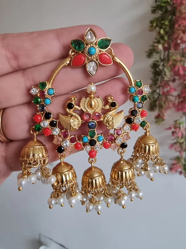 PIYA_GOLD_PLATED_NAVRATAN_CHANDBALI_EARRINGS_FOR_WOMEN