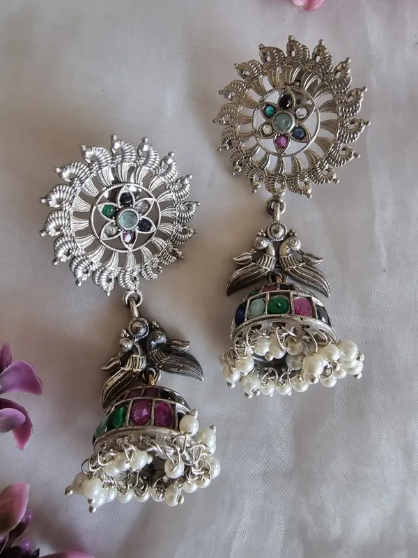 Chakra_Jhumki_92.5_Silver_plated_earrings_For_Women