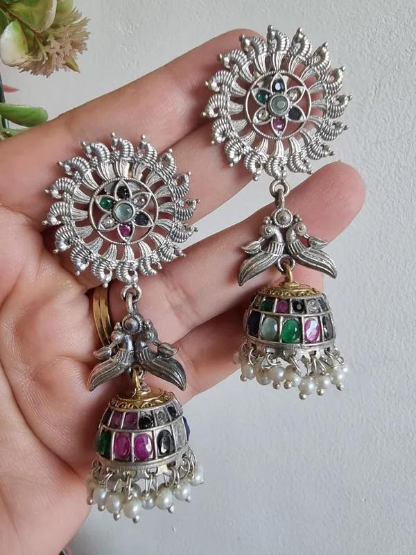 Chakra_Jhumki_92.5_Silver_plated_earrings_For_Women