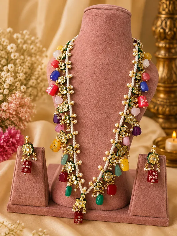 TRISHA_KUNDAN_MEENA_LONG_NECKLACE_WITH_EARRINGS_FOR_WOMEN