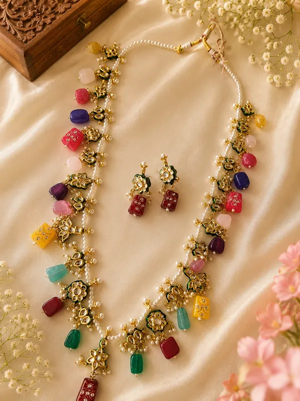 TRISHA_KUNDAN_MEENA_LONG_NECKLACE_WITH_EARRINGS_FOR_WOMEN