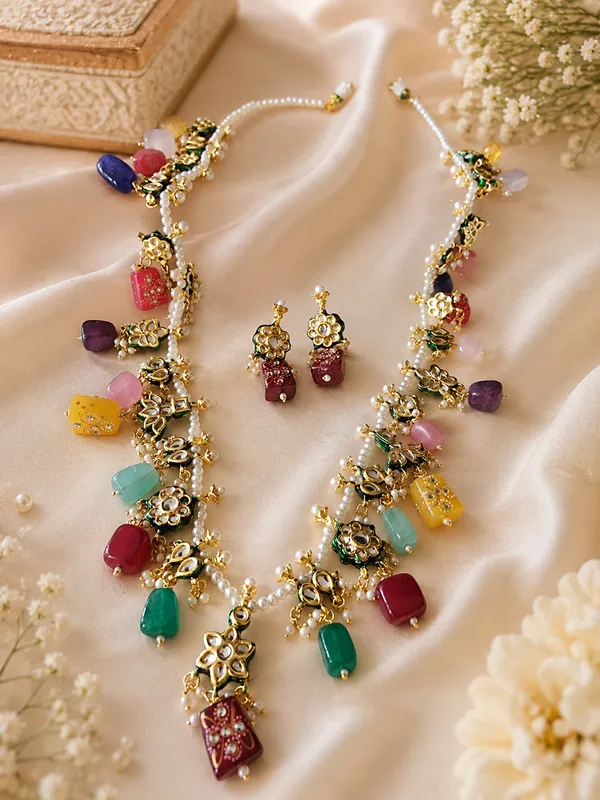 TRISHA_KUNDAN_MEENA_LONG_NECKLACE_WITH_EARRINGS_FOR_WOMEN