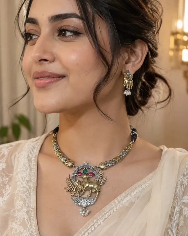 NANDI_DUALTONE_NECKLACE_WITH_EARRINGS_FOR_WOMEN
