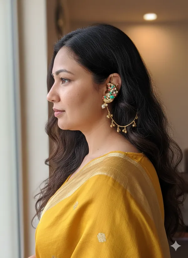 RADHA_GOLD_PLATED_EARCUFF_WITH_DETACHABLE_GHOONGROO__EXTENSION