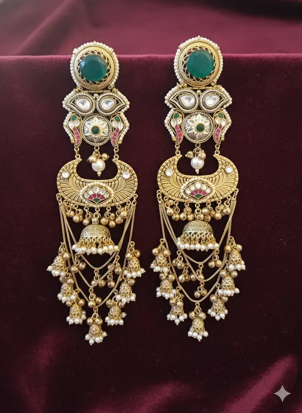 RASIYA__GREEN_DOUBLET_STATEMENT_KASHMIRI_EARRINGS_FOR_WOMEN