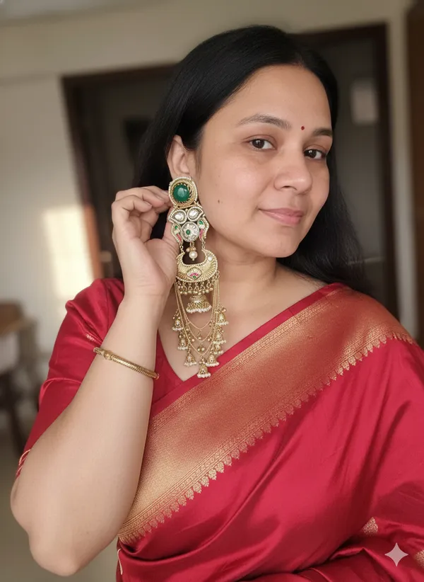 RASIYA__GREEN_DOUBLET_STATEMENT_KASHMIRI_EARRINGS_FOR_WOMEN
