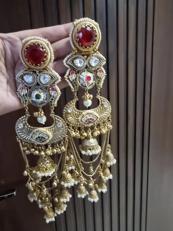 RASIYA__RED_DOUBLET_STATEMENT_KASHMIRI_EARRINGS_FOR_WOMEN