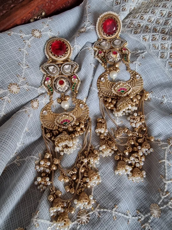 RASIYA__RED_DOUBLET_STATEMENT_KASHMIRI_EARRINGS_FOR_WOMEN