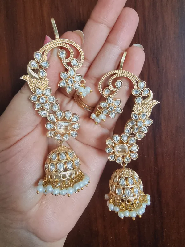 RIWAZ_KUNDAN_WHITE_GOLD_PLATED_EARCUFF_PAIR