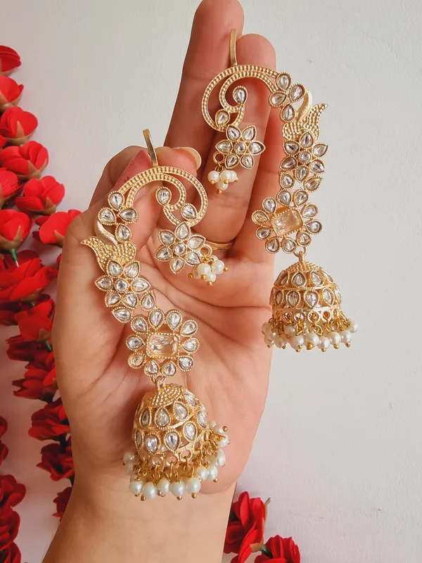 RIWAZ_KUNDAN_WHITE_GOLD_PLATED_EARCUFF_PAIR