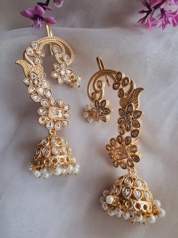 RIWAZ_KUNDAN_WHITE_GOLD_PLATED_EARCUFF_PAIR
